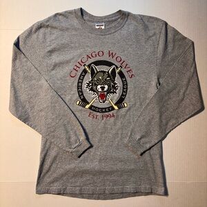 Vtg Chicago Wolves American Hockey League NHL Y2K Longsleeve T-shirt Medium